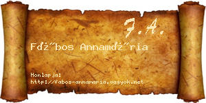 Fábos Annamária névjegykártya